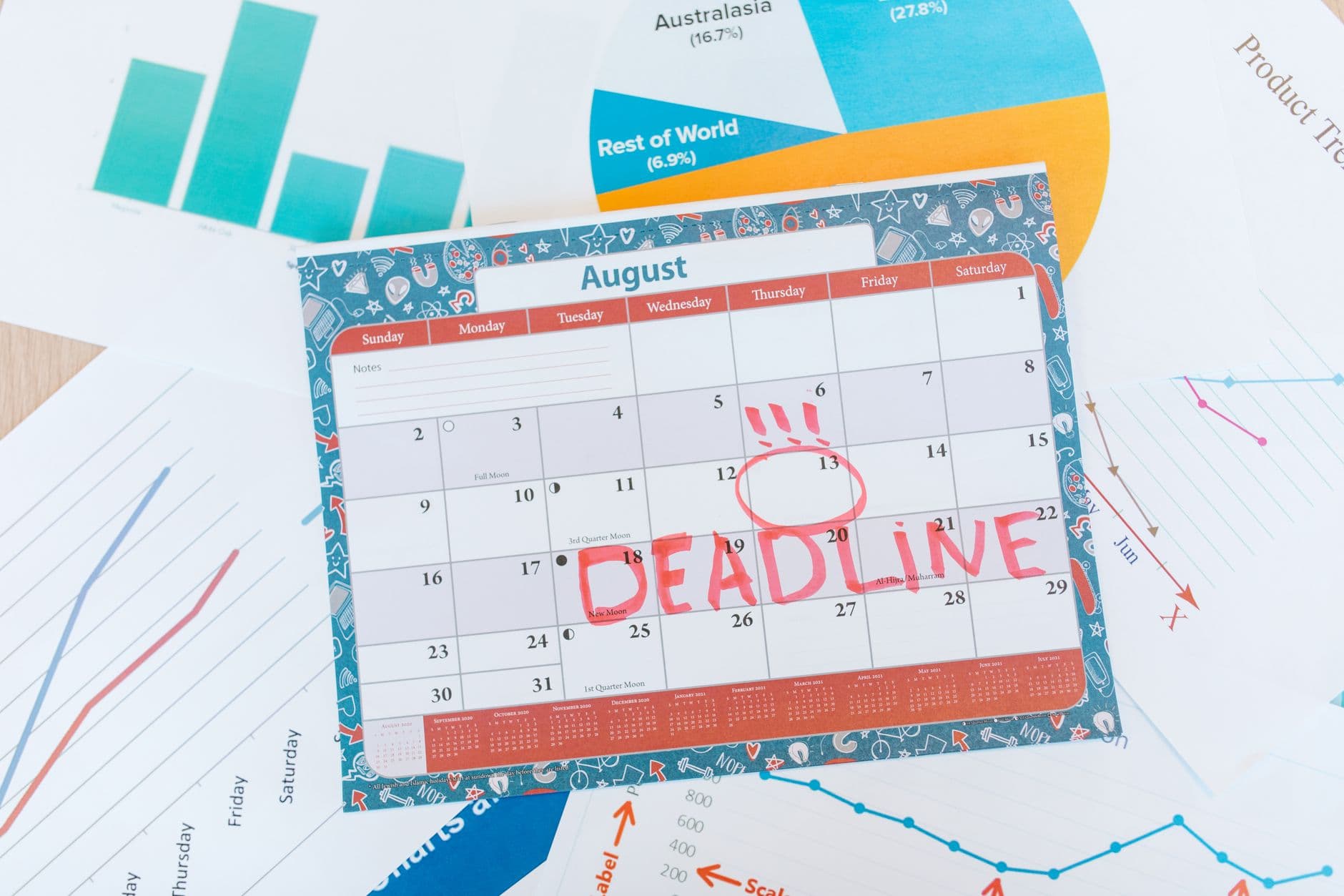 Calendário marcando a contagem regressiva